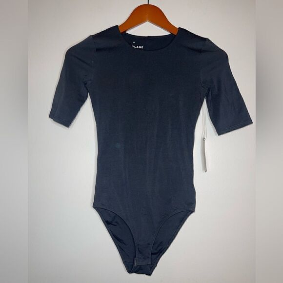 Everlane The Short-Sleeve Crew Neck Bodysuit in Black Size Small - Picture 2 of 7